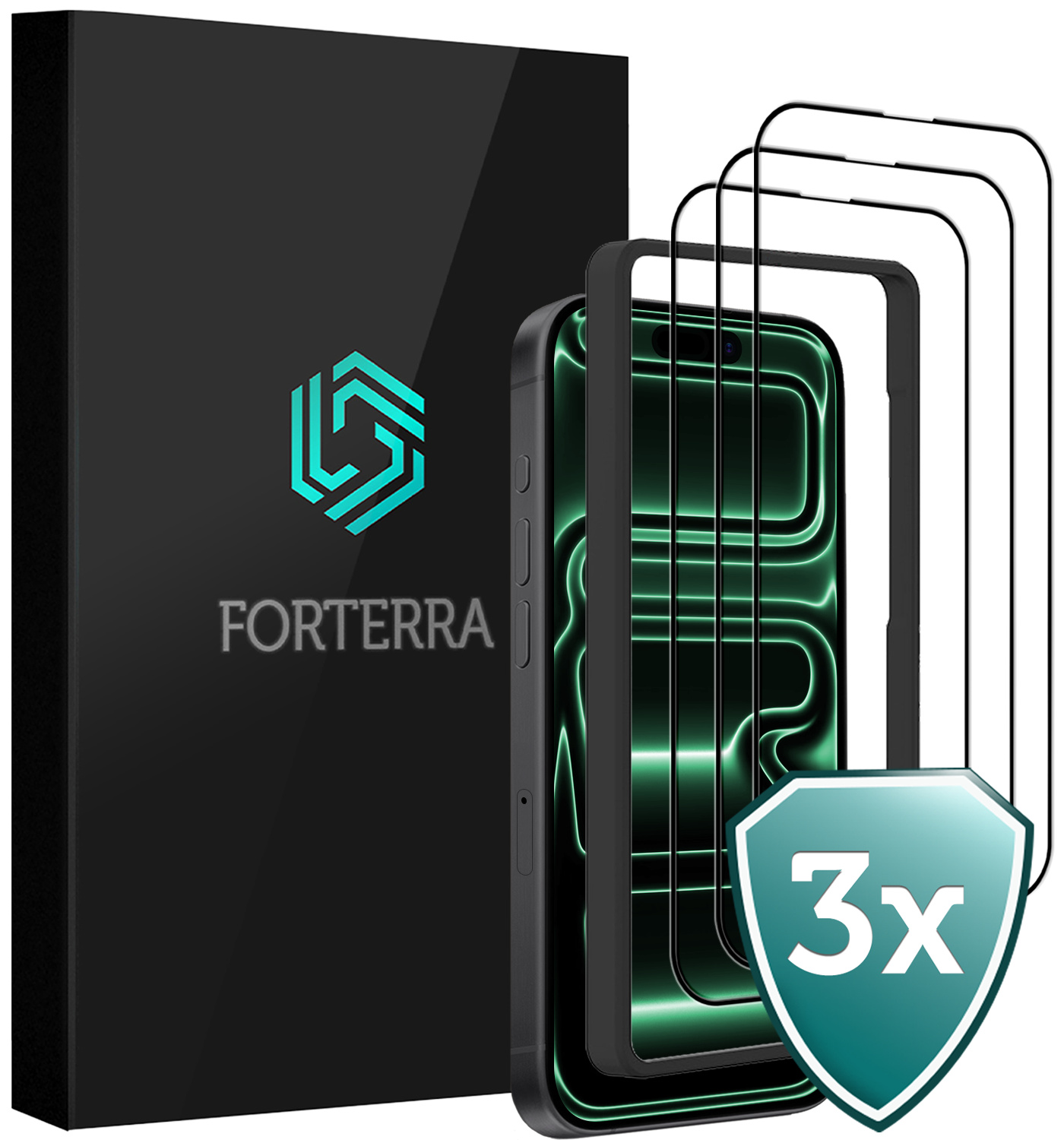 Forterra Forterra iPhone 17 Pro Max Screenprotector Met Installieframe - 3 PACK