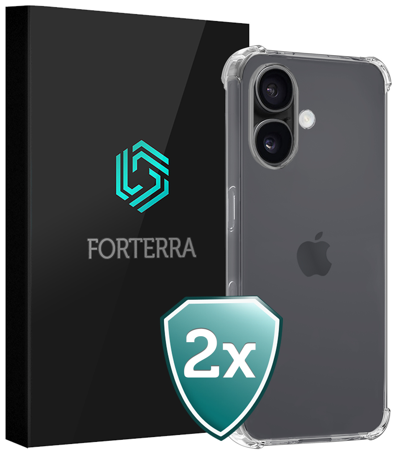 Forterra Forterra iPhone 17 Hoesje Shockproof - Transparant - 2 PACK