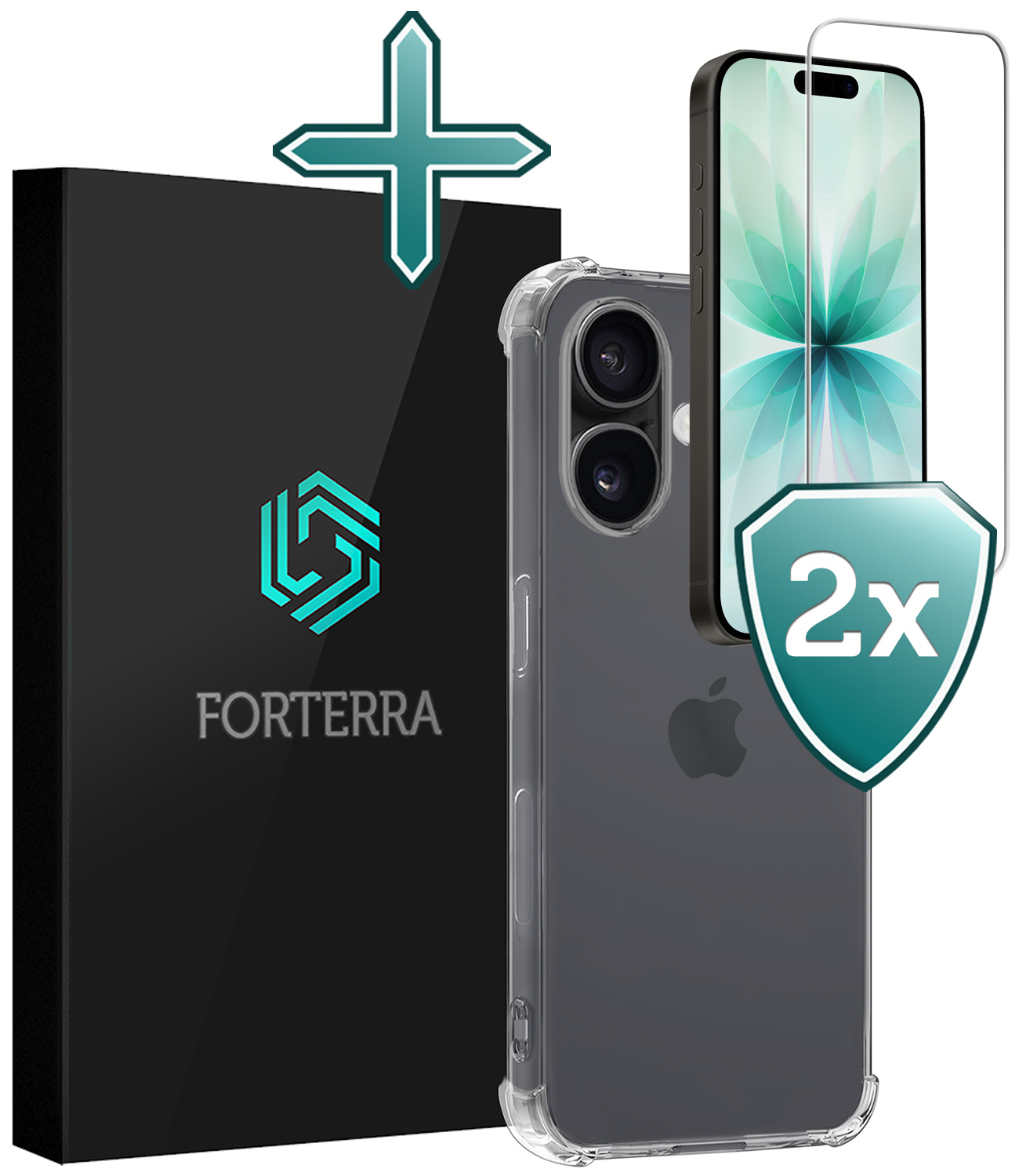 Forterra Forterra iPhone 17 Hoesje Shockproof Met Screenprotector Met Dichte Notch
