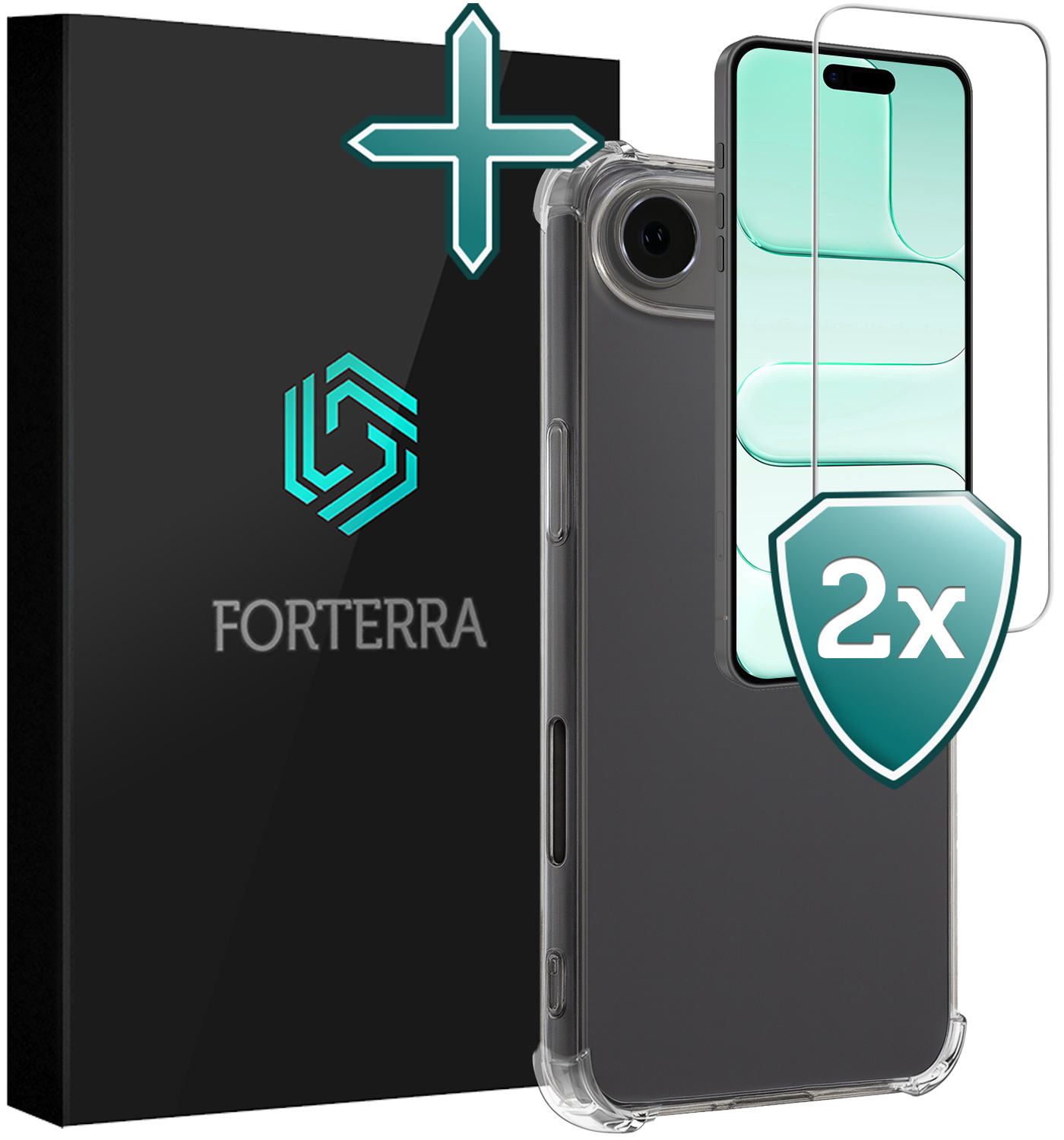 Forterra Forterra iPhone Air Hoesje Shockproof Met 2x Screenprotector Met Dichte Notch