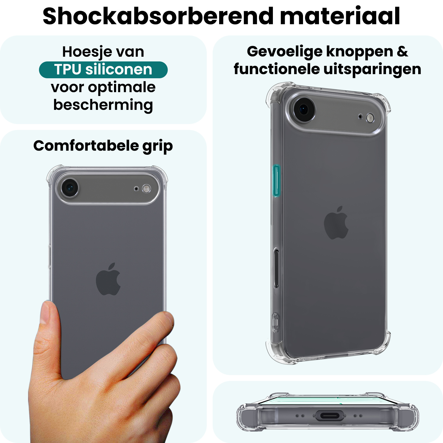 Forterra Forterra iPhone Air Hoesje Shockproof Met 2x Screenprotector Met Dichte Notch