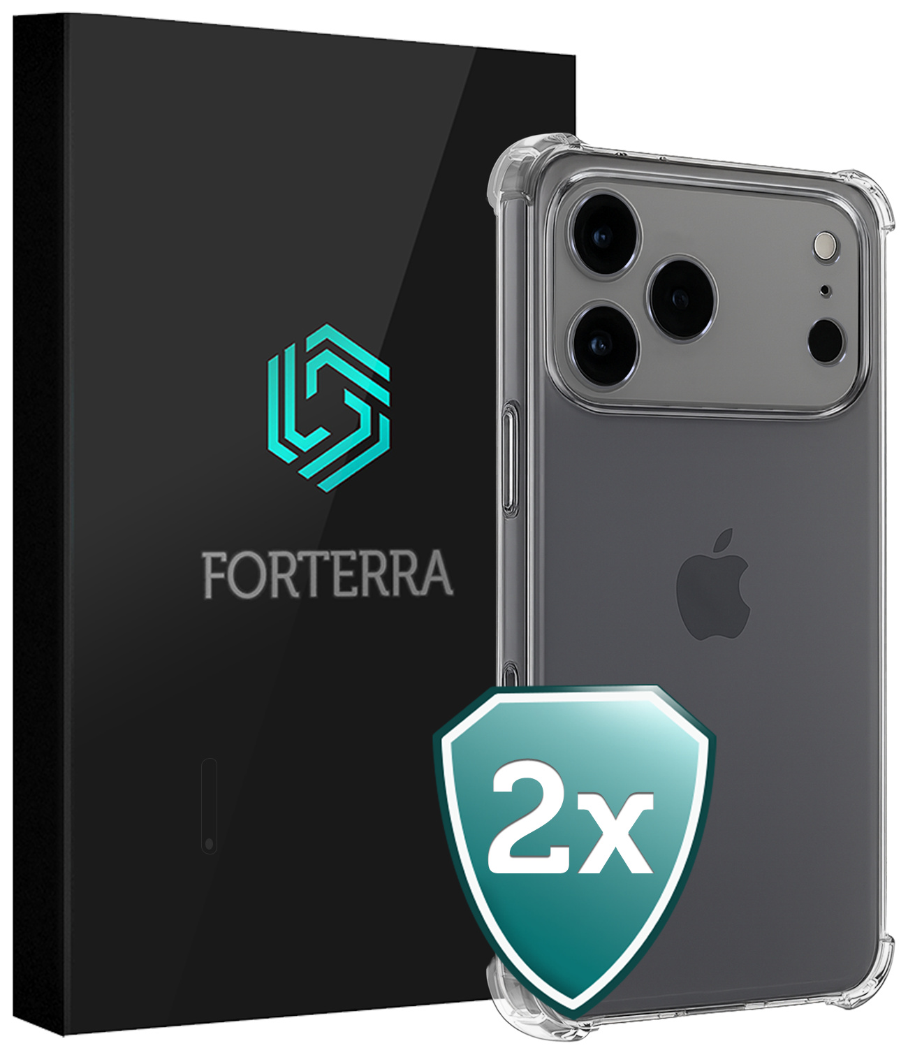 Forterra Forterra iPhone 17 Pro Hoesje Shockproof - Transparant - 2 PACK
