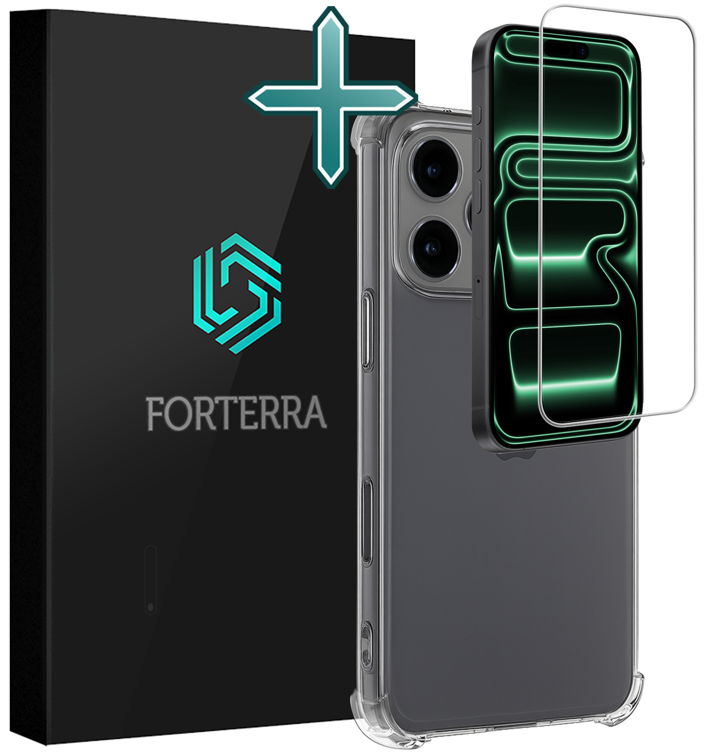 Forterra Forterra iPhone 17 Pro Hoesje Shockproof Met Screenprotector Met Dichte Notch