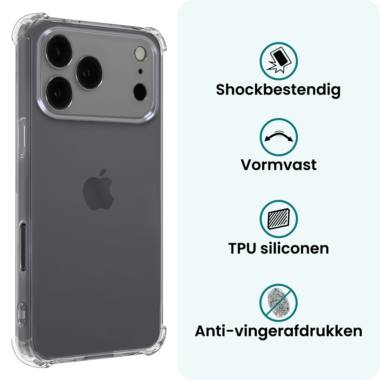 Forterra Forterra iPhone 17 Pro Hoesje Shockproof Met 2x Screenprotector Met Dichte Notch