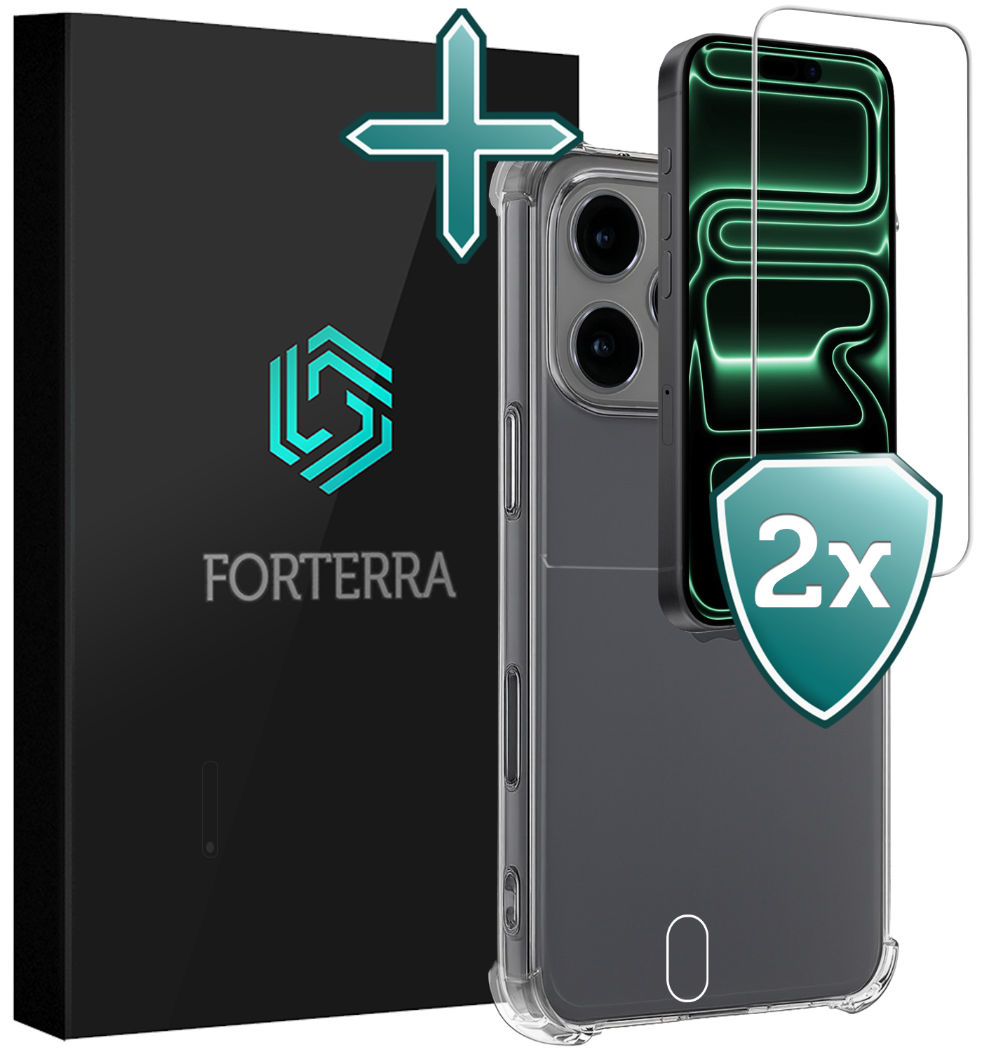 Forterra Forterra iPhone 17 Pro Max Hoesje Shockproof Met 2x Screenprotector Met Dichte Notch