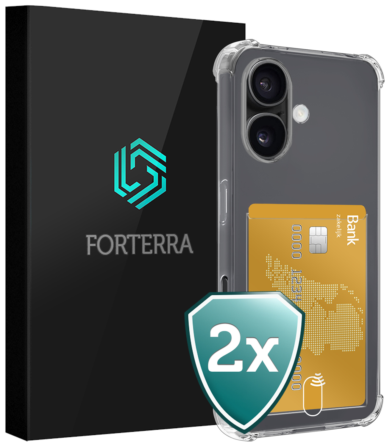 Forterra Forterra iPhone 17 Hoesje Pashouder - 2 PACK