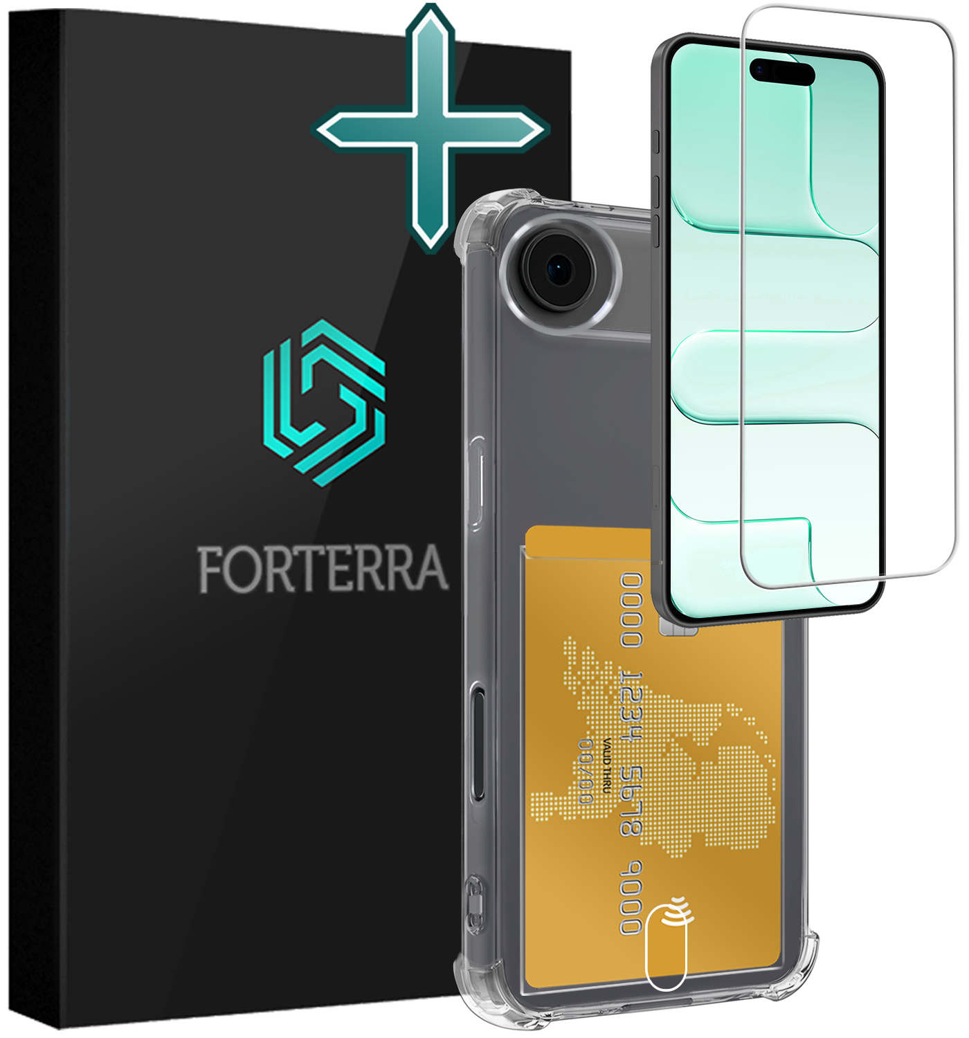 Forterra Forterra iPhone Air Hoesje Pashouder Met Screenprotector