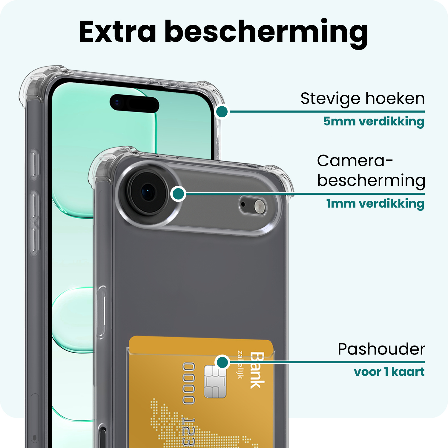 Forterra Forterra iPhone Air Hoesje Pashouder Met 2x Screenprotector