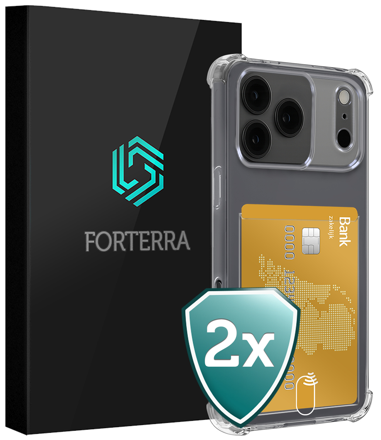Forterra Forterra iPhone 17 Pro Hoesje Pashouder - 2 PACK