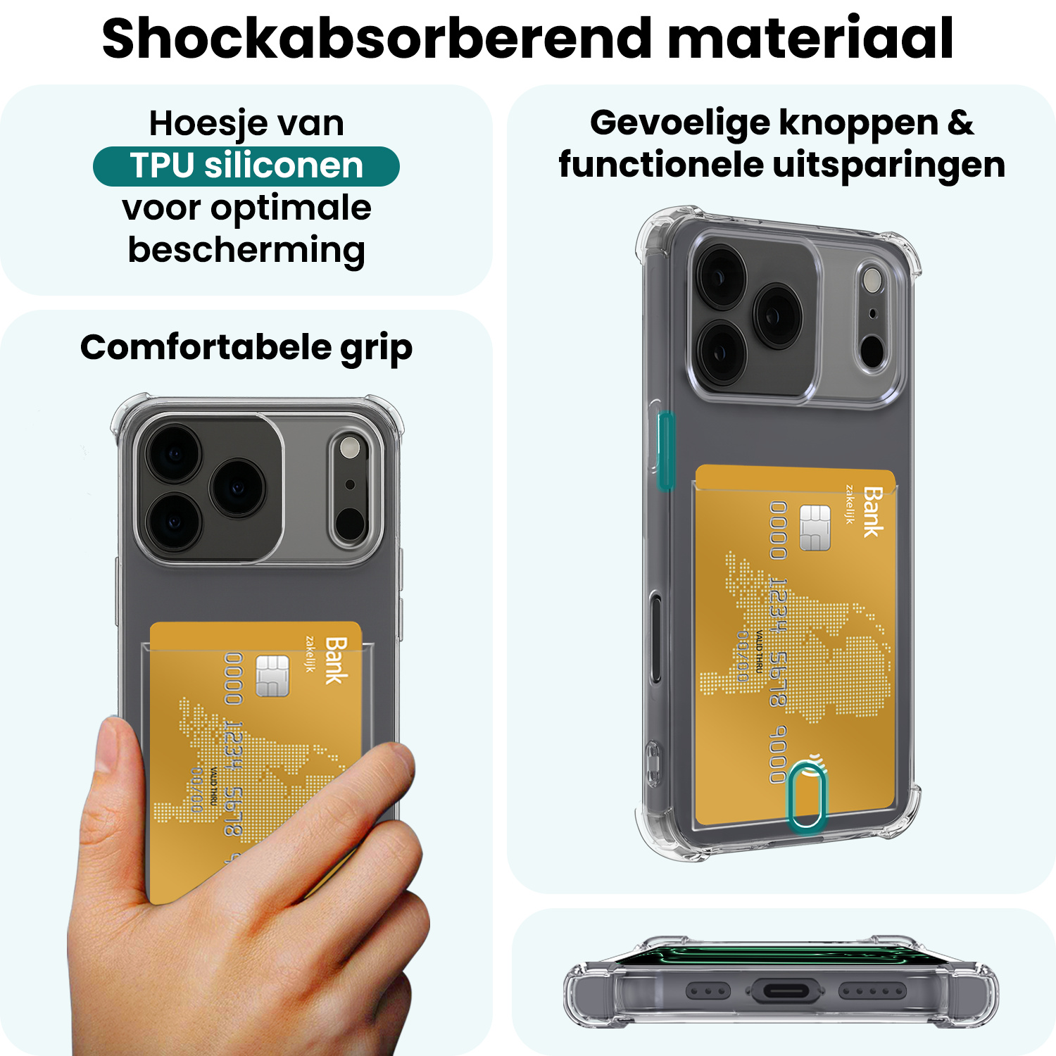 Forterra Forterra iPhone 17 Pro Max Hoesje Pashouder - 2 PACK