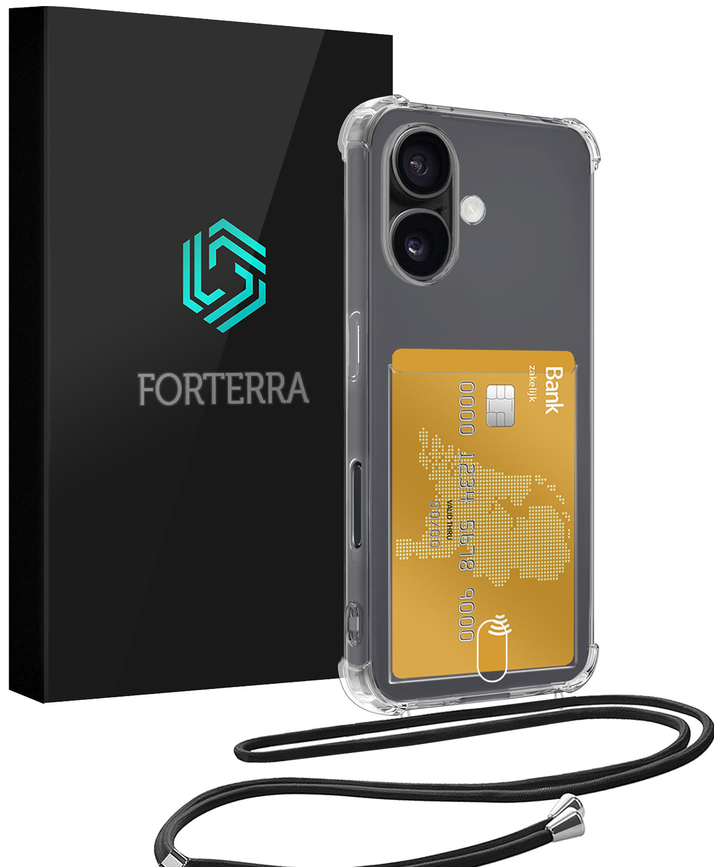 Forterra Forterra iPhone 17 Hoesje Pashouder met Koord