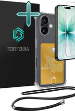 Forterra Forterra iPhone 17 Hoesje Pashouder met Koord Met Screenprotector