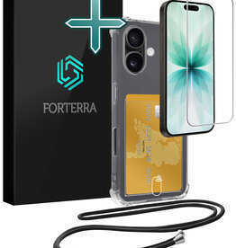 Forterra Forterra iPhone 17 Hoesje Pashouder met Koord Met Screenprotector