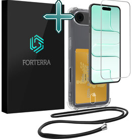 Forterra Forterra iPhone Air Hoesje Pashouder met Koord Met Screenprotector