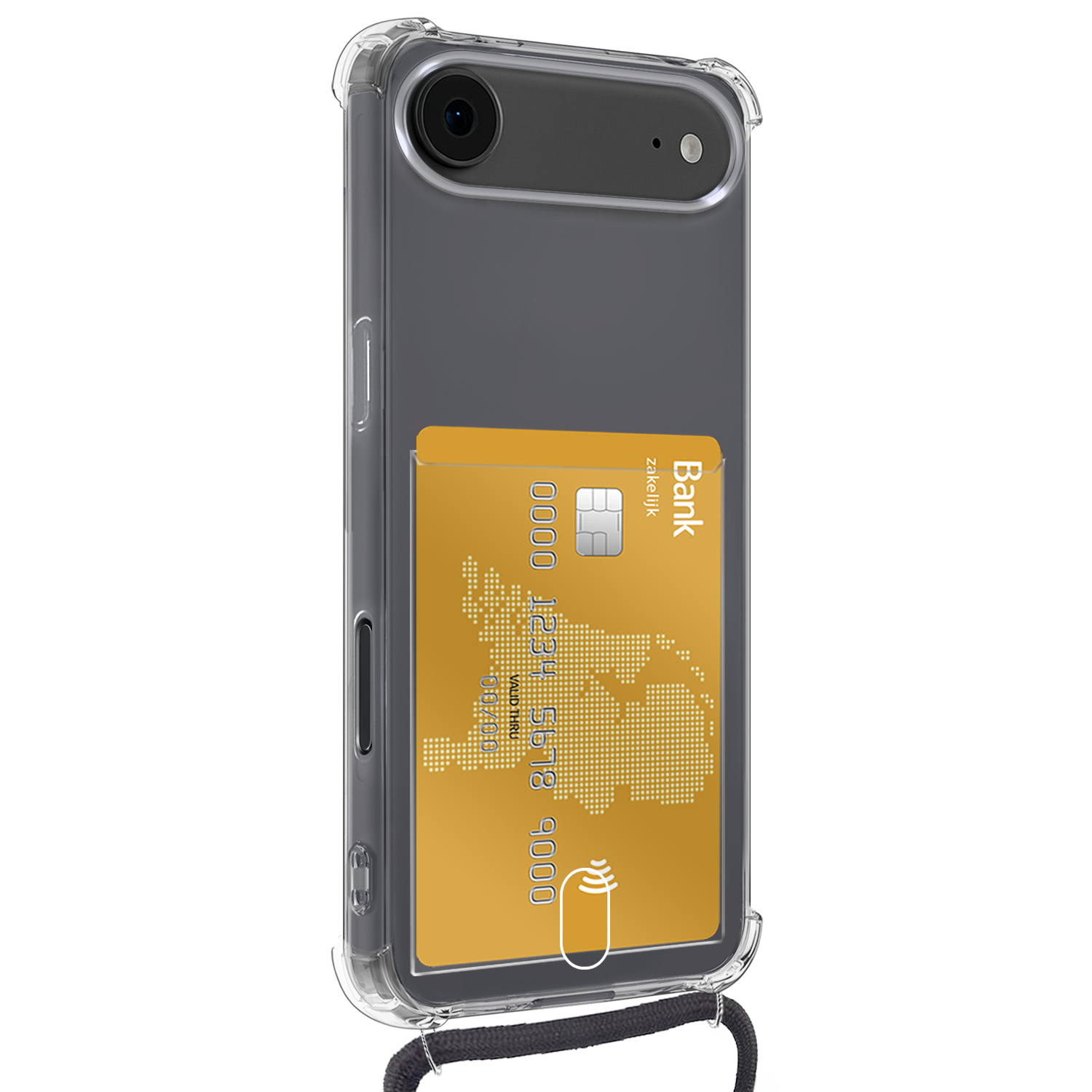 Forterra Forterra iPhone Air Hoesje Pashouder met Koord Met Screenprotector