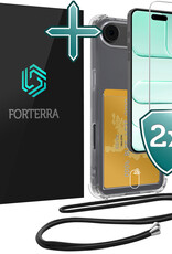 Forterra Forterra iPhone Air Hoesje Pashouder met Koord Met 2x Screenprotector