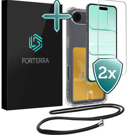 Forterra Forterra iPhone Air Hoesje Pashouder met Koord Met 2x Screenprotector