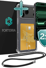 Forterra Forterra iPhone 17 Pro Hoesje Pashouder met Koord Met 2x Screenprotector