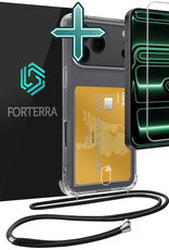 Forterra Forterra iPhone 17 Pro Max Hoesje Pashouder met Koord Met Screenprotector