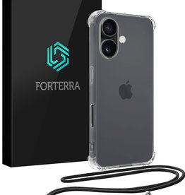 Forterra Forterra iPhone 17 Hoesje Transparant Shockproof Met Zwart Koord