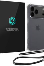 Forterra Forterra iPhone 17 Pro Hoesje Transparant Shockproof Met Zwart Koord