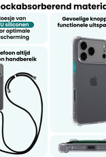Forterra Forterra iPhone 17 Pro Hoesje Transparant Shockproof Met Zwart Koord