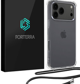Forterra Forterra iPhone 17 Pro Max Hoesje Transparant Shockproof Met Zwart Koord
