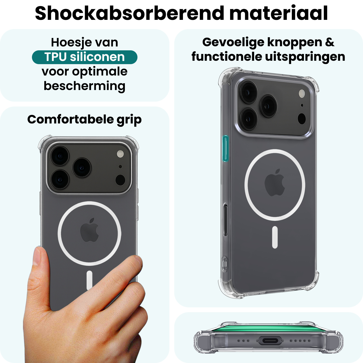 Forterra Forterra iPhone 17 Pro Magsafe Hoesje Transparant Met 2x Screenprotector