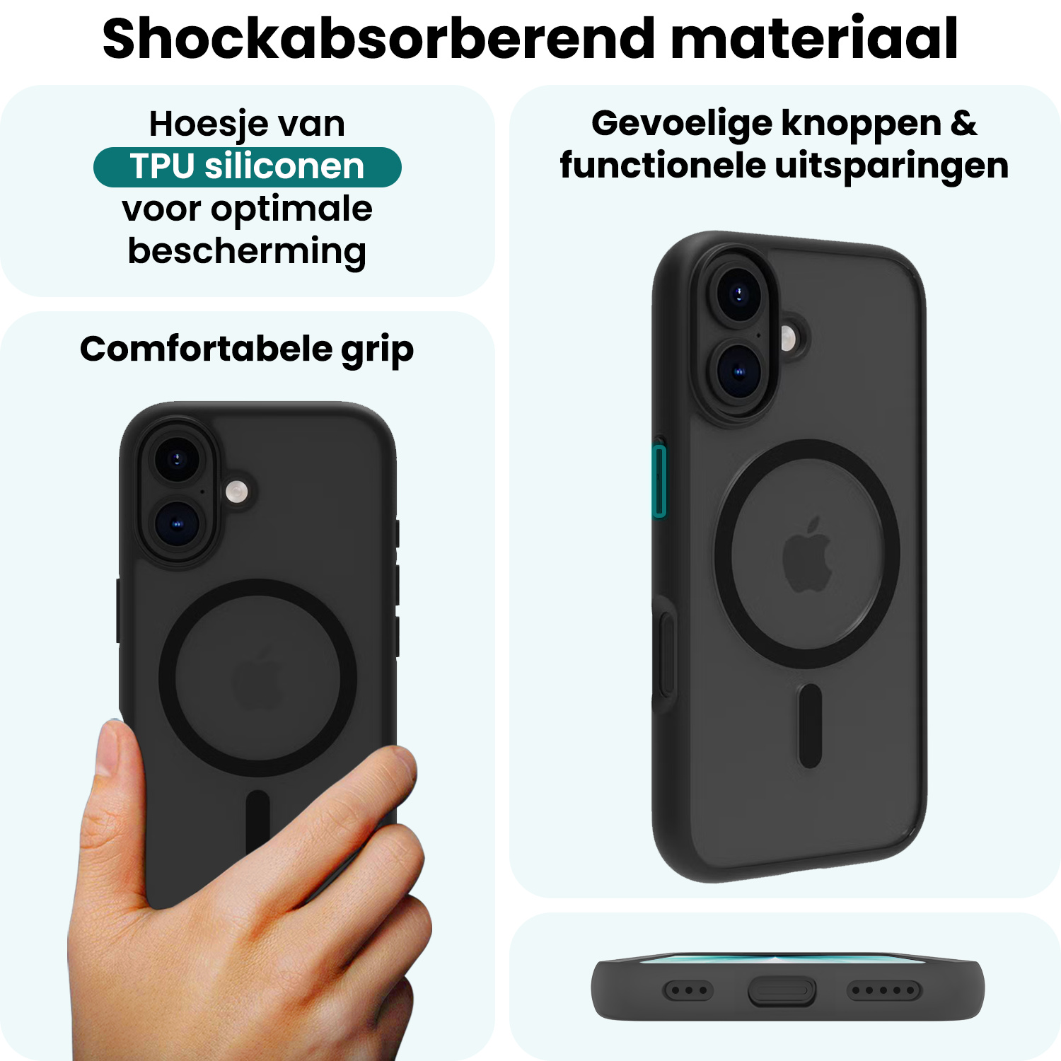 Forterra Forterra iPhone 17 Magsafe Hoesje - Zwart - 2 PACK