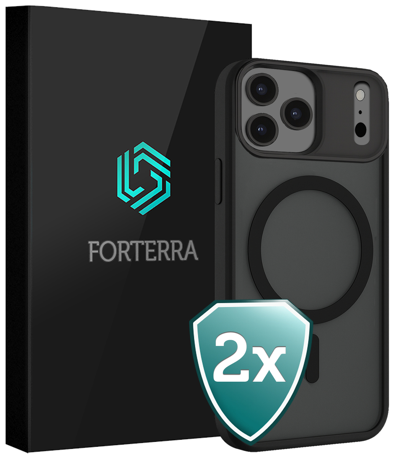 Forterra Forterra iPhone 17 Pro Magsafe Hoesje - Zwart - 2 PACK