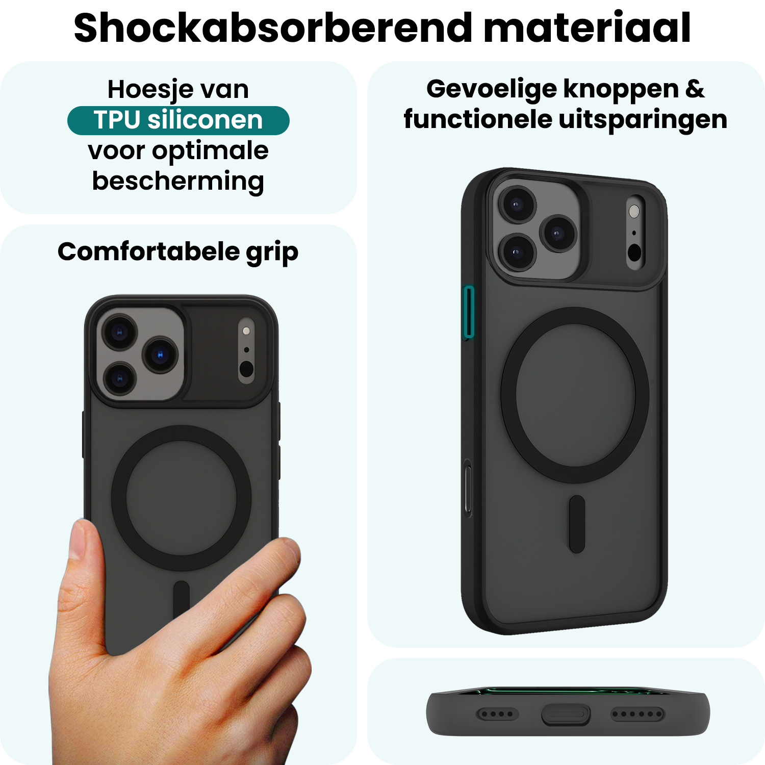 Forterra Forterra iPhone 17 Pro Magsafe Hoesje - Zwart - 2 PACK