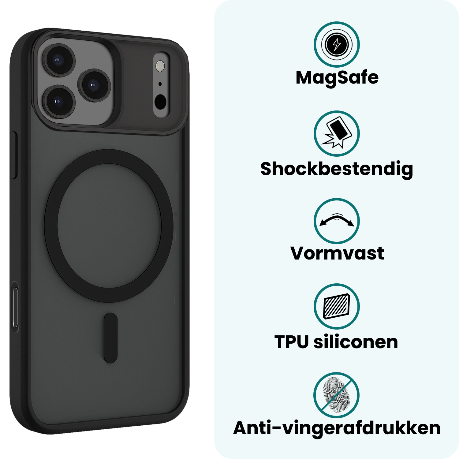 Forterra Forterra iPhone 17 Pro Magsafe Hoesje Zwart Met Screenprotector