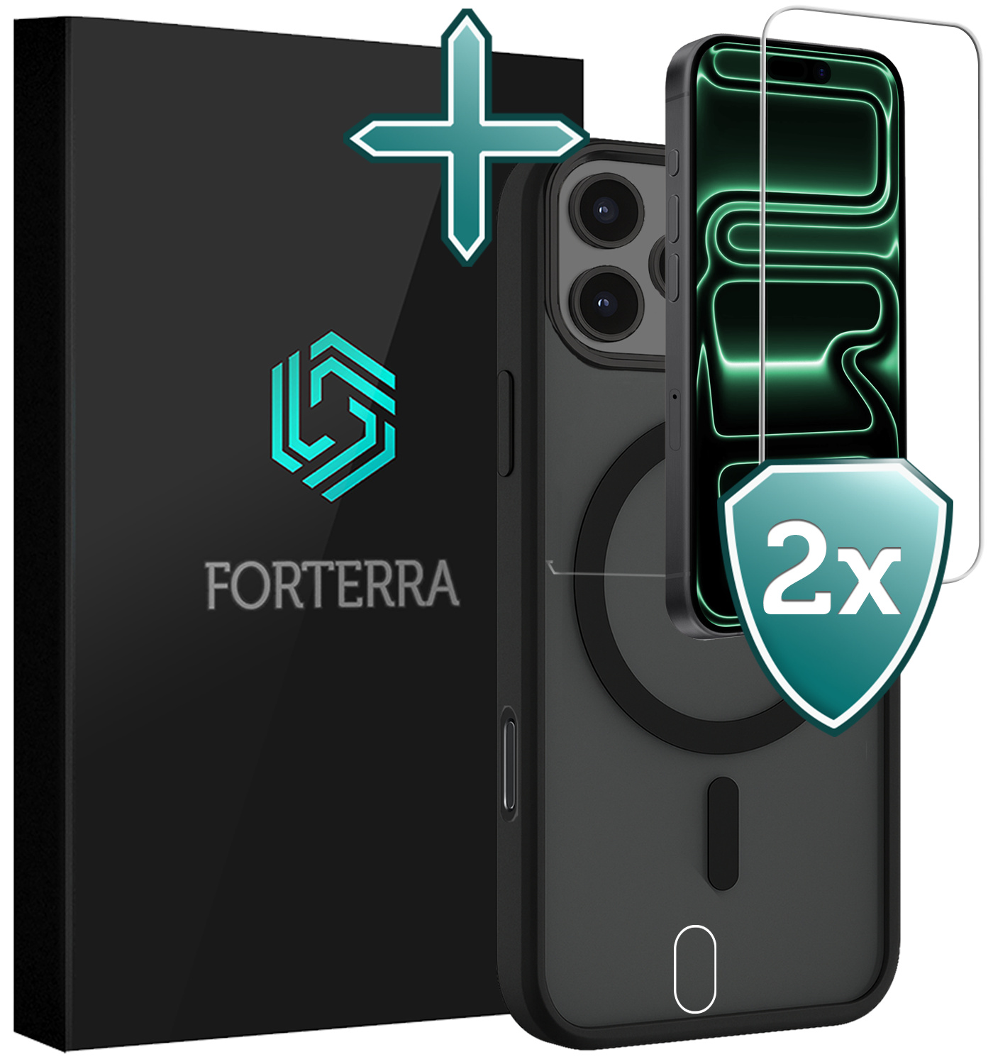 Forterra Forterra iPhone 17 Pro Max Magsafe Hoesje Zwart Met 2x Screenprotector