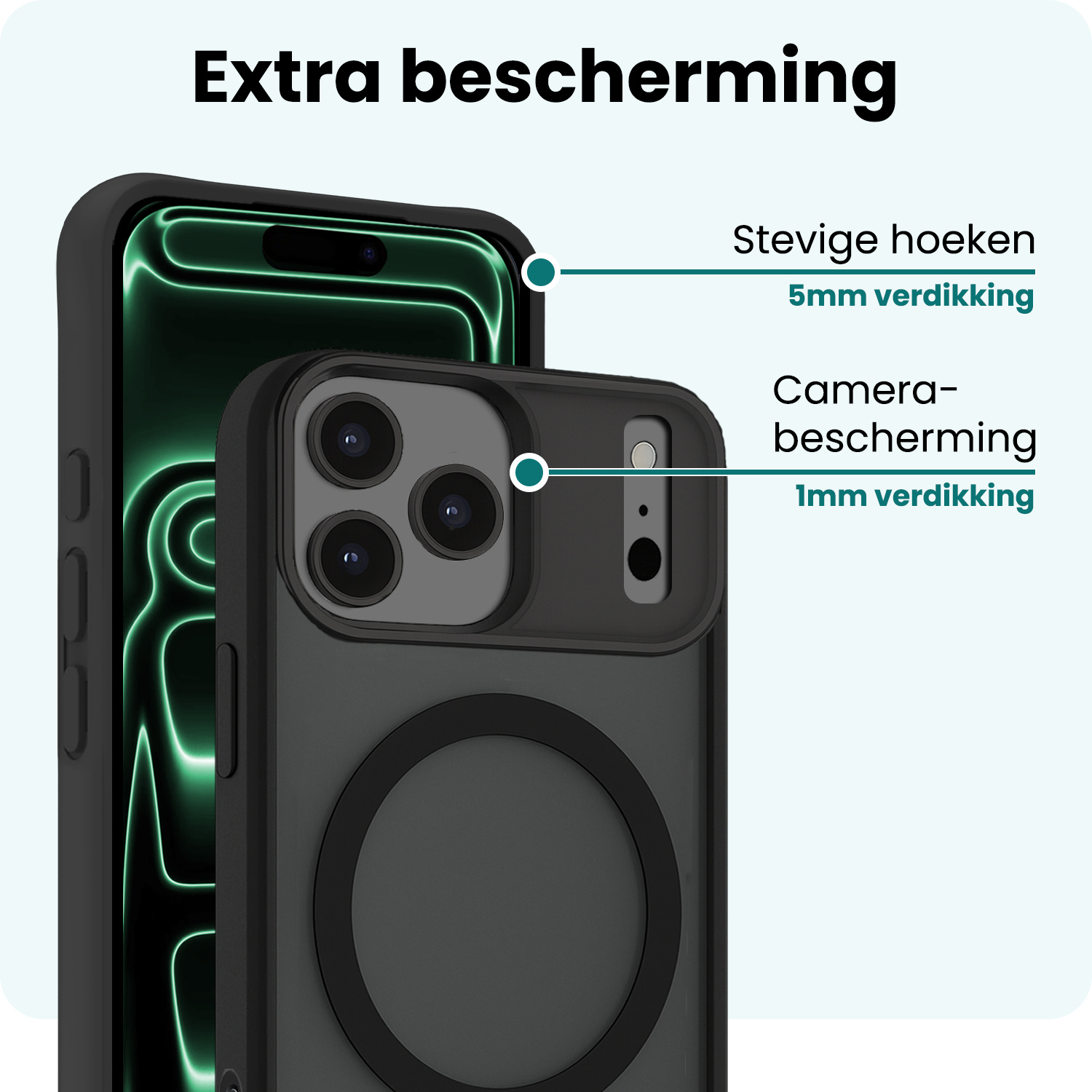 Forterra Forterra iPhone 17 Pro Max Magsafe Hoesje Zwart Met 2x Screenprotector