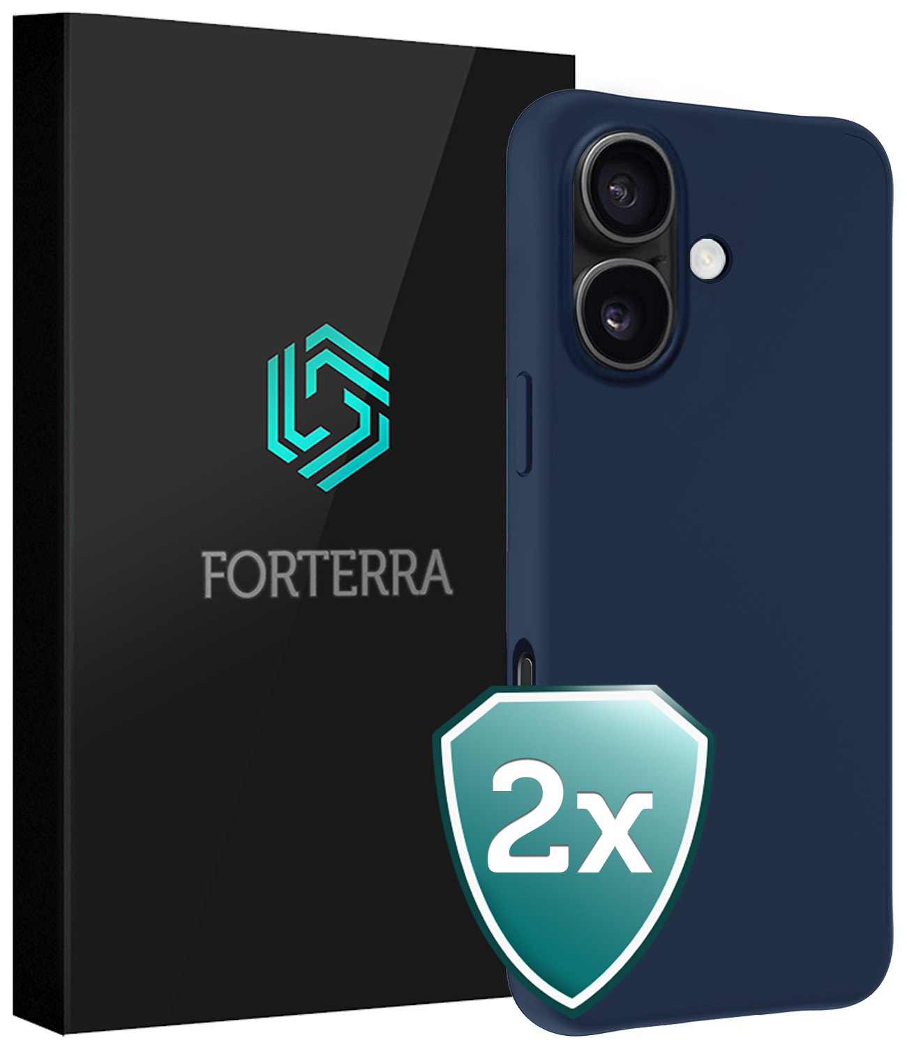 Forterra Forterra iPhone 17 Hoesje Siliconen - Donkerblauw - 2 PACK