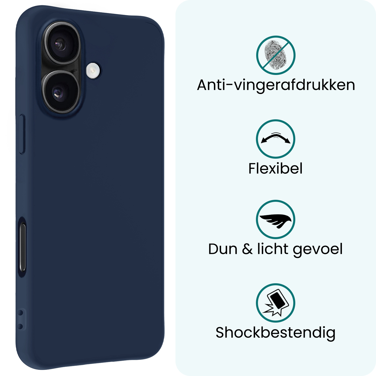 Forterra Forterra iPhone 17 Hoesje Siliconen - Donkerblauw - 2 PACK