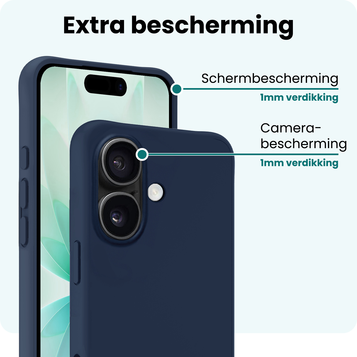 Forterra Forterra iPhone 17 Hoesje Siliconen - Donkerblauw - 2 PACK