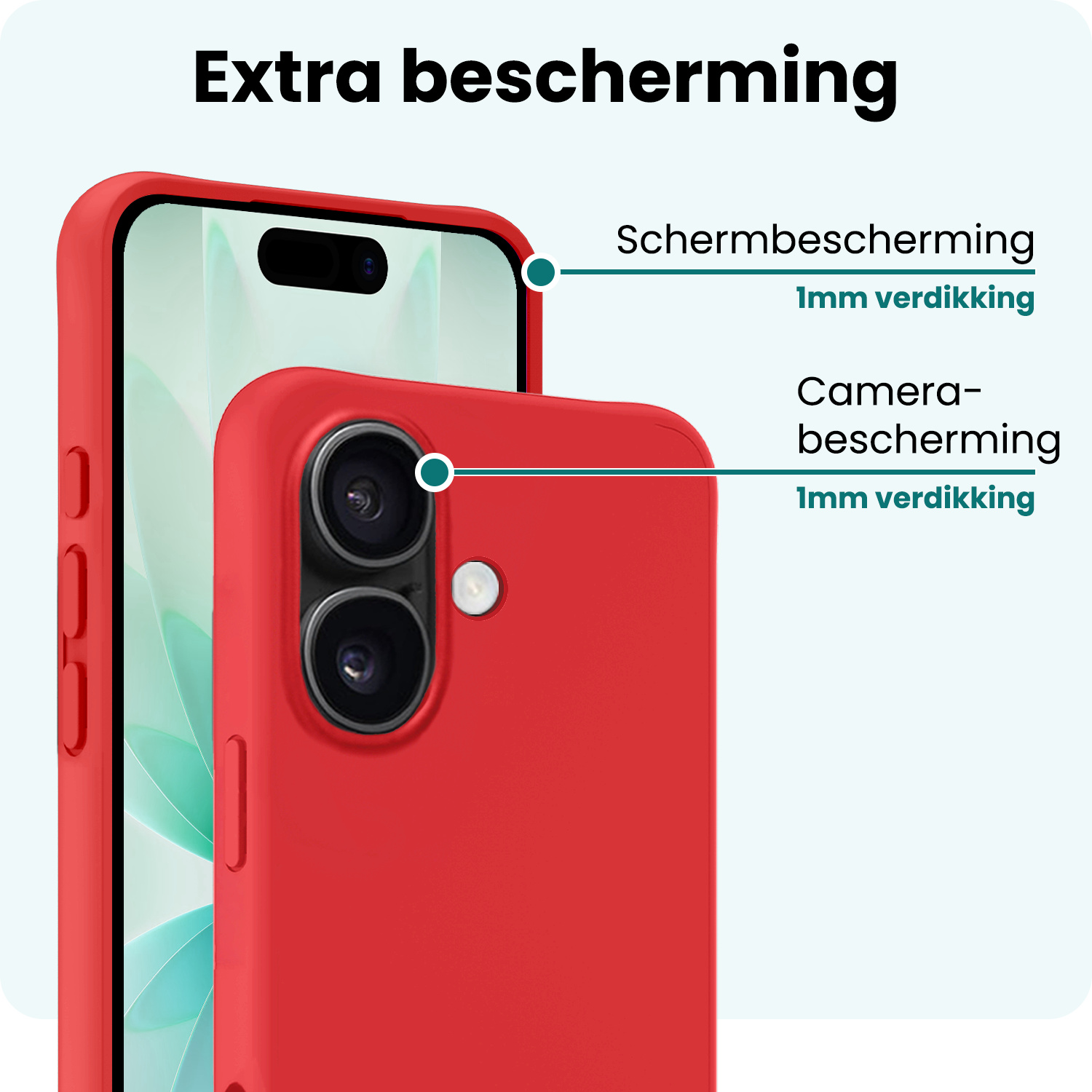 Forterra Forterra iPhone 17 Hoesje Siliconen - Rood - 2 PACK