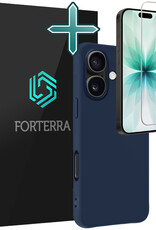 Forterra Forterra iPhone 17 Hoesje Siliconen Met Screenprotector Met Dichte Notch - Donkerblauw