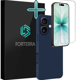 Forterra Forterra iPhone 17 Hoesje Siliconen Met Screenprotector Met Dichte Notch - Donkerblauw