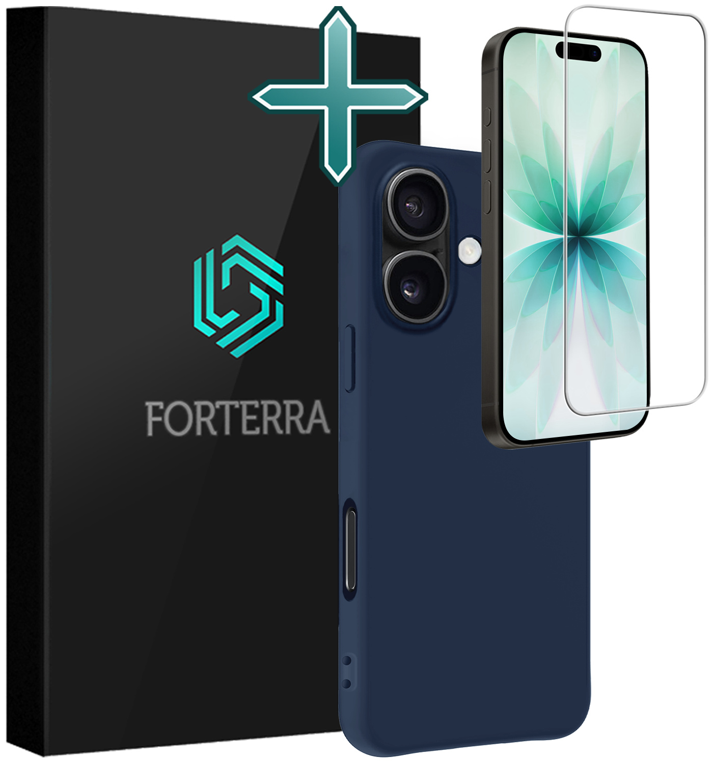 Forterra Forterra iPhone 17 Hoesje Siliconen Met Screenprotector Met Dichte Notch - Donkerblauw