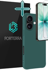 Forterra Forterra iPhone 17 Hoesje Siliconen Met Screenprotector Met Dichte Notch - Donkergroen