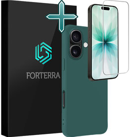 Forterra Forterra iPhone 17 Hoesje Siliconen Met Screenprotector Met Dichte Notch - Donkergroen
