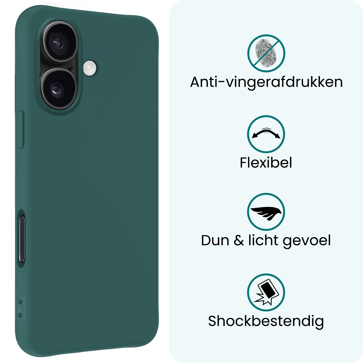 Forterra Forterra iPhone 17 Hoesje Siliconen Met Screenprotector Met Dichte Notch - Donkergroen