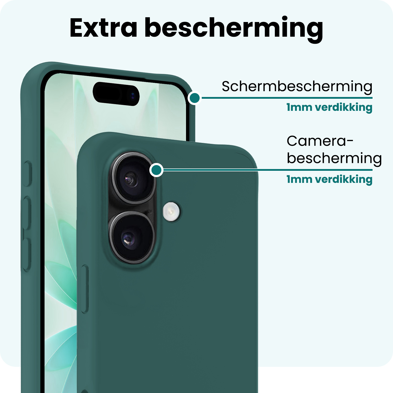 Forterra Forterra iPhone 17 Hoesje Siliconen Met Screenprotector Met Dichte Notch - Donkergroen