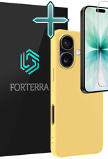 Forterra Forterra iPhone 17 Hoesje Siliconen Met Screenprotector Met Dichte Notch - Geel