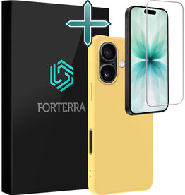 Forterra Forterra iPhone 17 Hoesje Siliconen Met Screenprotector Met Dichte Notch - Geel