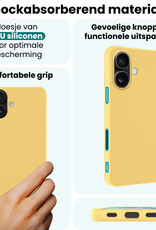 Forterra Forterra iPhone 17 Hoesje Siliconen Met Screenprotector Met Dichte Notch - Geel