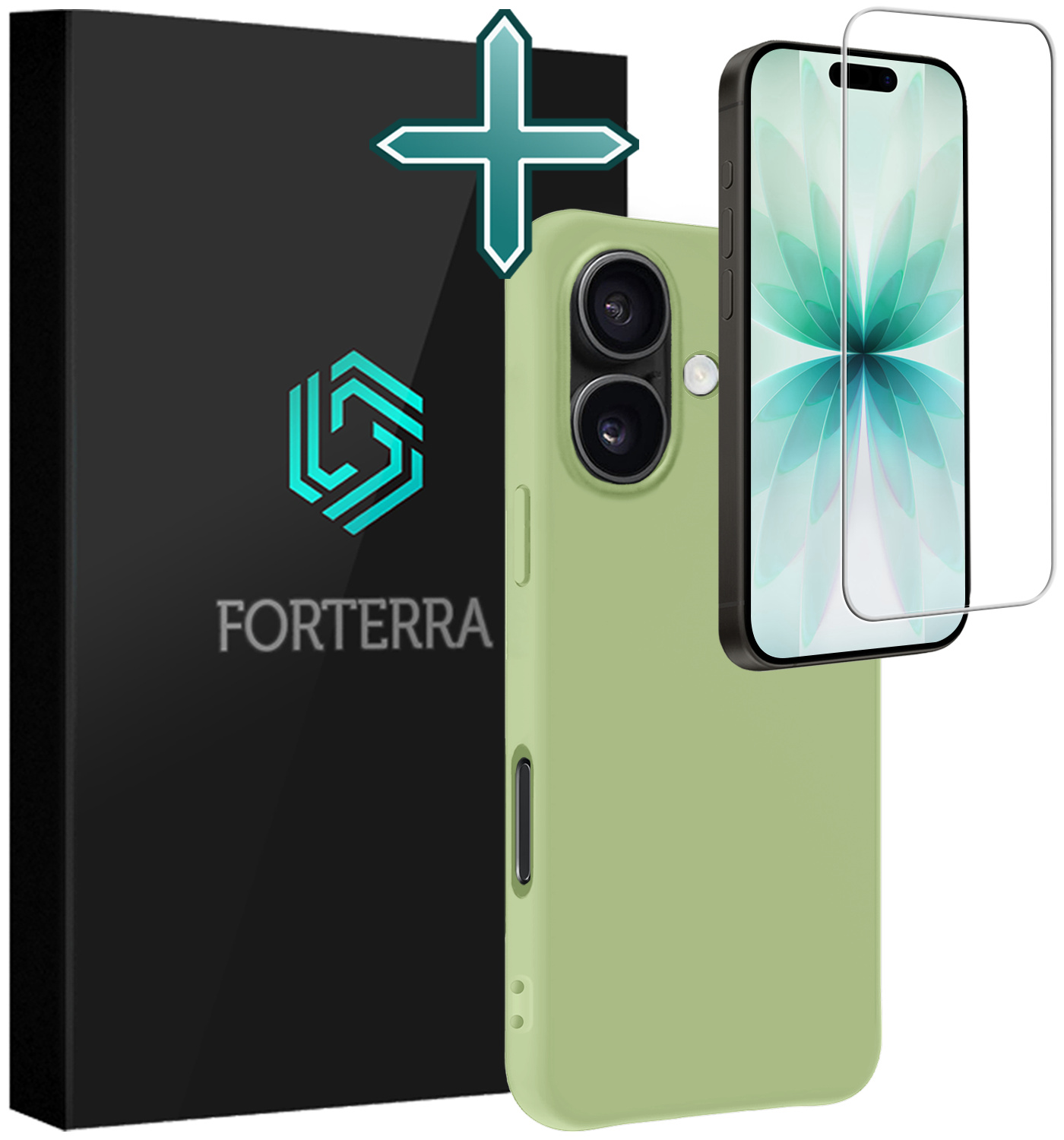 Forterra Forterra iPhone 17 Hoesje Siliconen Met Screenprotector Met Dichte Notch - Groen