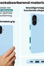 Forterra Forterra iPhone 17 Hoesje Siliconen Met Screenprotector Met Dichte Notch - Lichtblauw